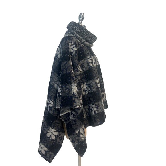 Anthropologie Sleeping on Snow Wintertide Reversible Turtleneck Sweater Poncho - Picture 3 of 7